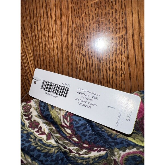 Chico's Zip Vest Size 1 M Puffer Vest Women’s Jacket Quilted Faux Fur Collar - Picture 4 of 8